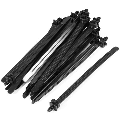 Harfington 151mm Long Black Nylon Releasable Screw Mount Electric Cable Ties Cords 20 Pcs
