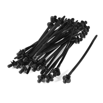 Harfington 162mm x 5mm Black Nylon Dome Push Mount Cable Zip Tie Cord 30 Pcs