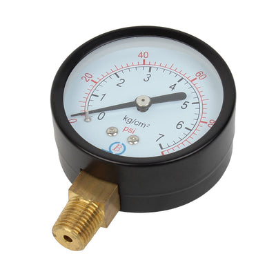 Harfington 0-7kg/cm2 0-100Psi 1/4PT Male Threaded Black Round Case Air Pressure Gauge