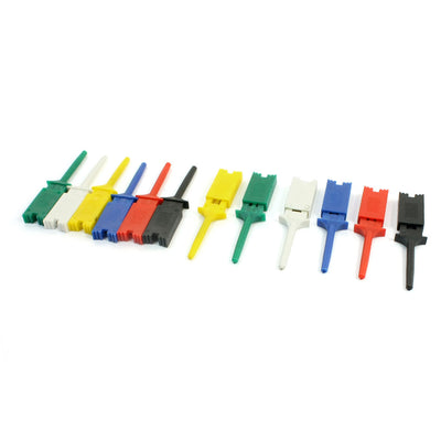 Harfington 12Pcs PCB Surface Mounted Devices IC Mini Colored Plastic Flat Test Hook Clip Grabber Probe Jumper