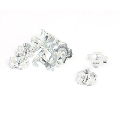 Harfington 10Pcs Silver Tone T Nuts 4-Claw Nut for 3mm Diameter Screw