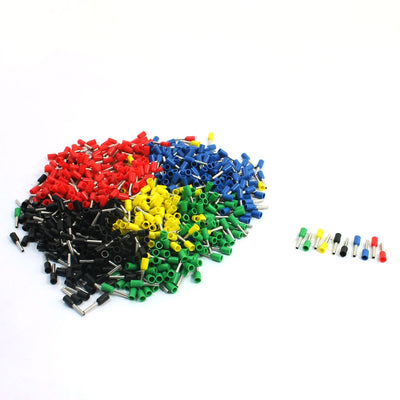 Harfington 18 AWG Wire E1008 Mixed Color Cover Pipe Pre-Insulated Ferrules Terminals 950Pcs