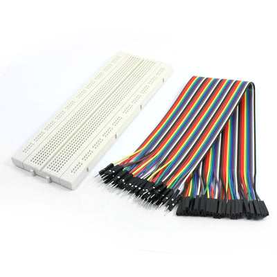 Harfington 170mmx65mm Solderless PCB Project Bread Board GL-12 w 40-Pin M/F Jumper Wire