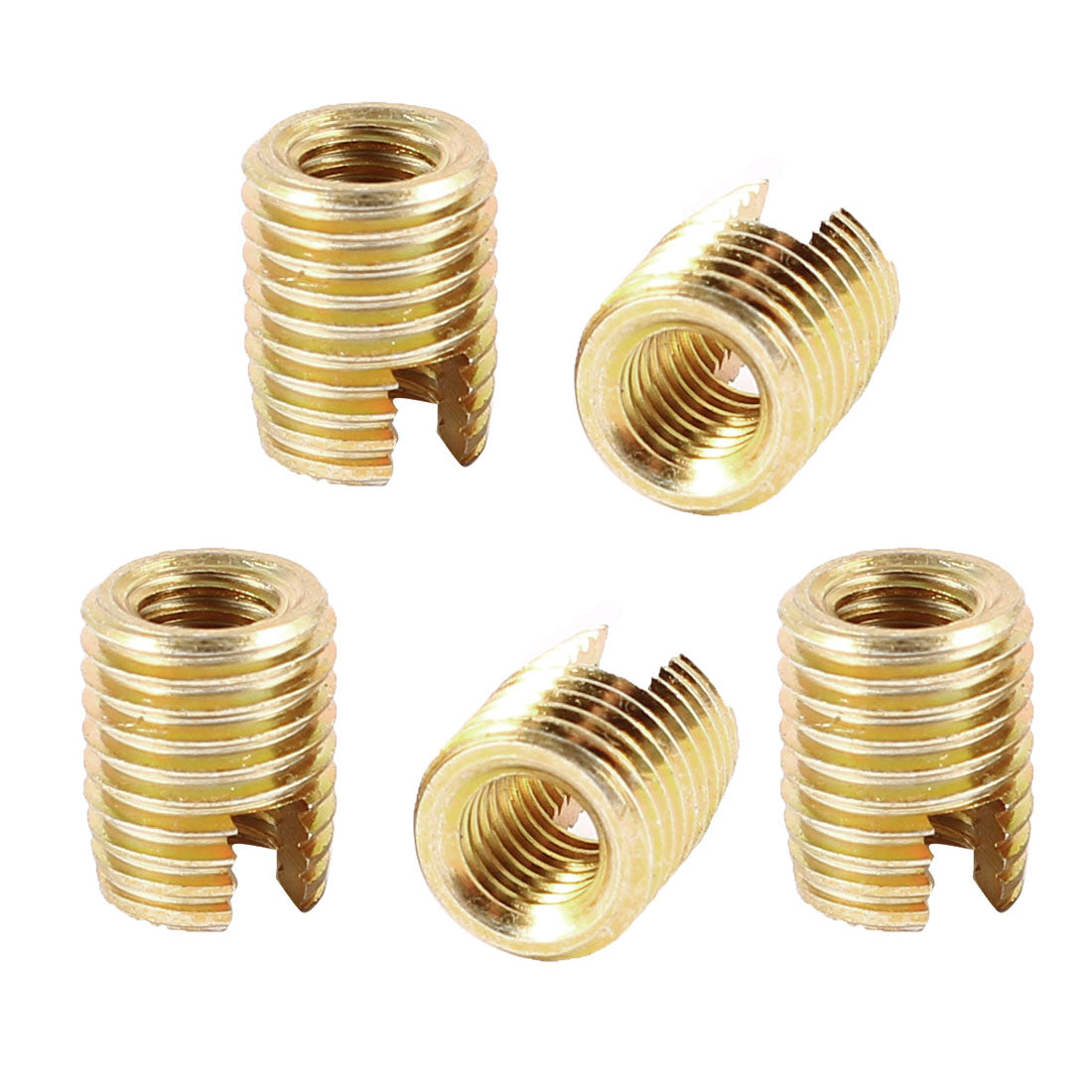 Harfington 5 Pcs Brass Tone 10mm x 8mm x 5mm Self Tapping Threaded Inserts