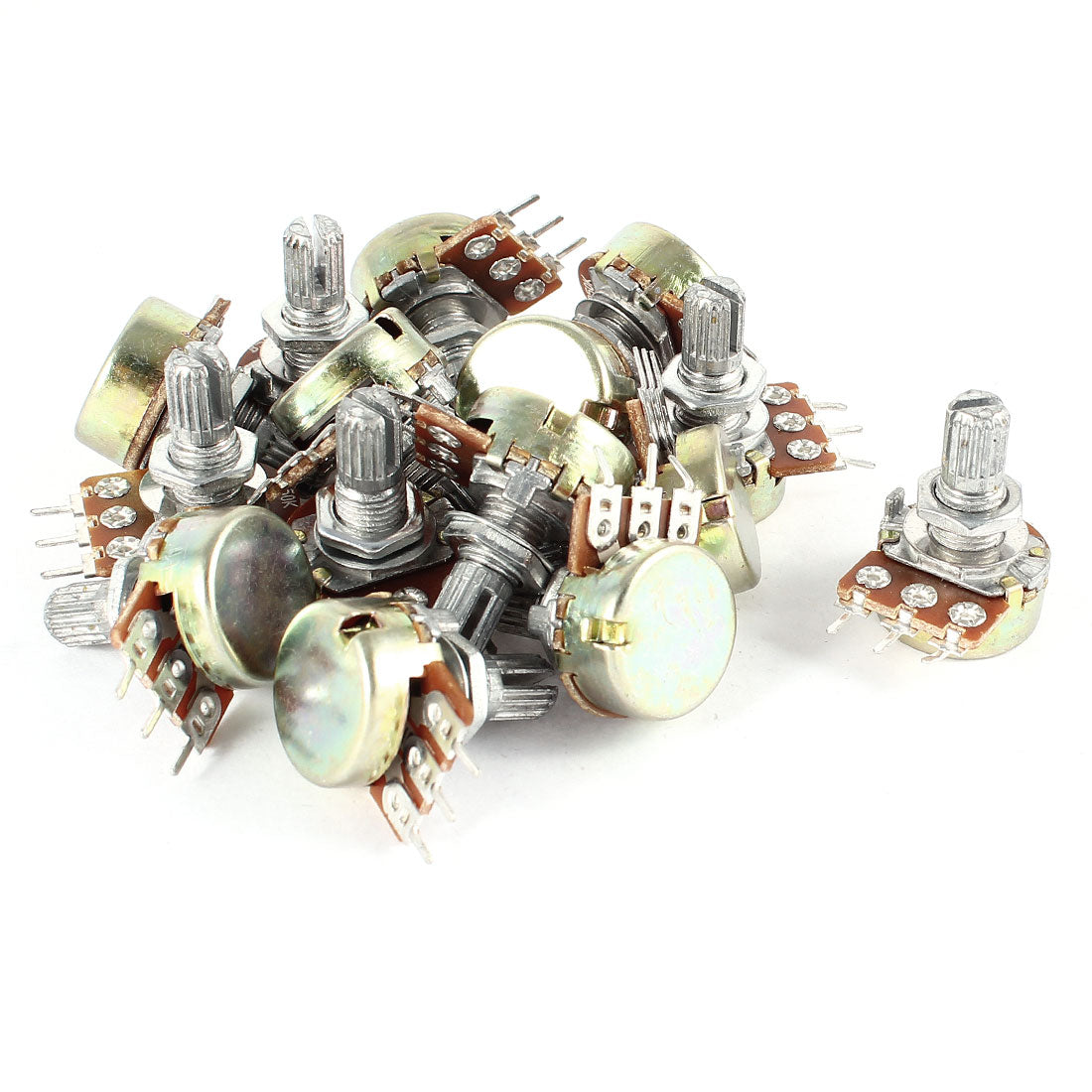 Harfington 15 Pieces 3 Pin Terminal 50K ohm Knurled Shaft Top Adjustment Single Linear Taper Rotary Taper Pot Potentiometer