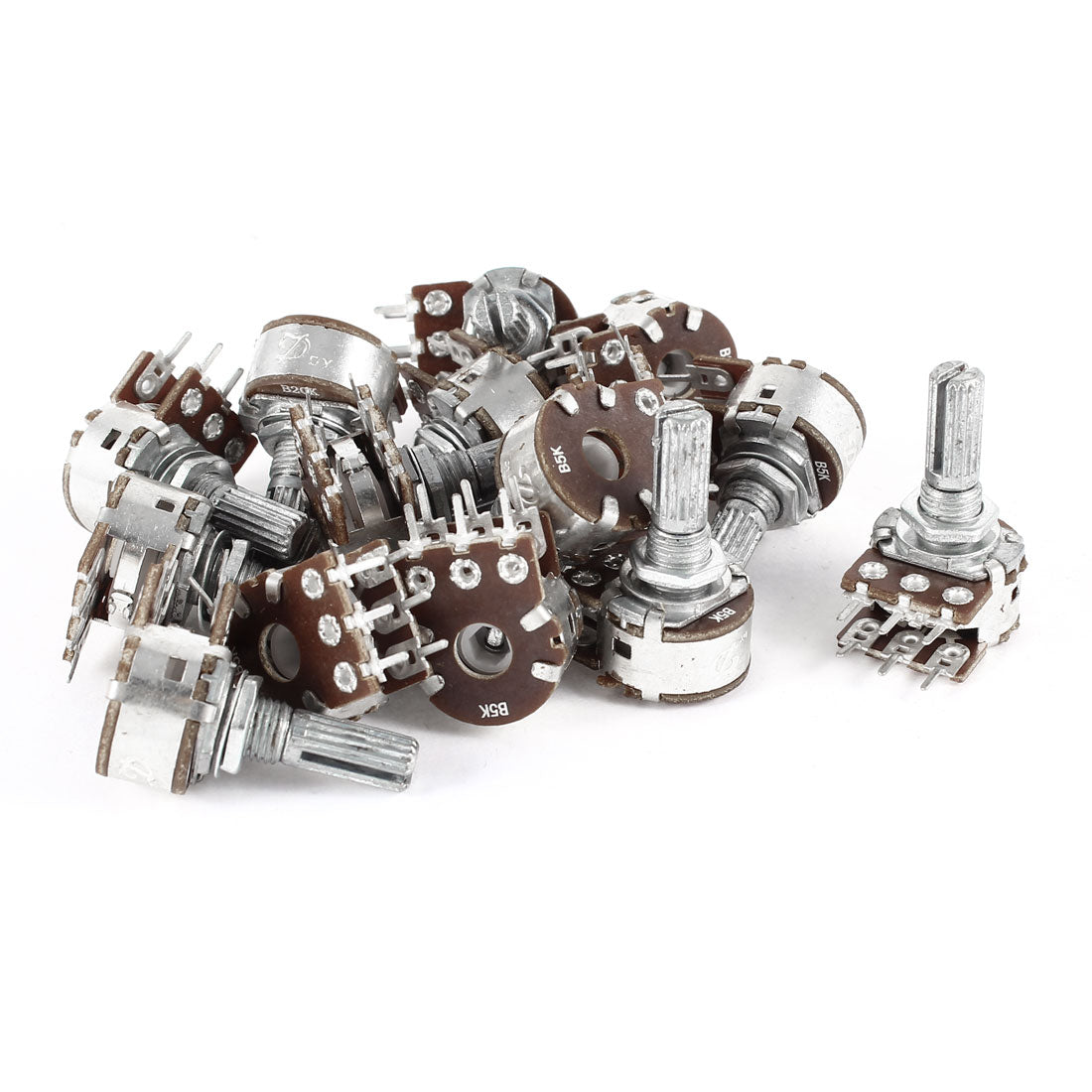 Harfington 15 Pieces Type B B5K ohm B5K Knurled Shaft Top Adjustment Dual Linear Taper Rotary Taper Pot Carbon Film Potentiometer