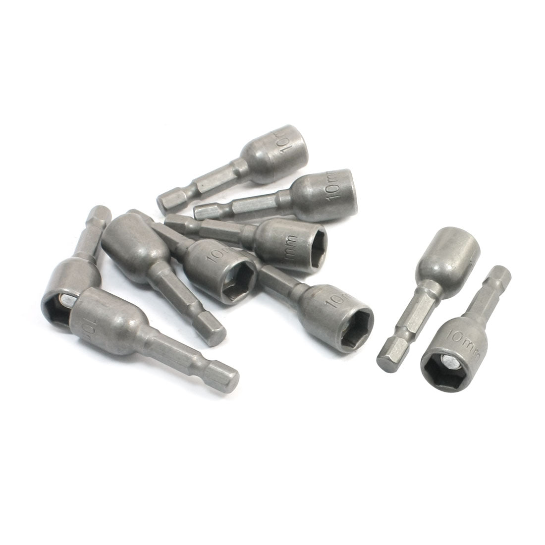 Harfington 1/4" Hexagon Shank Gray Drill Bit Tool Hex Magnet Tip Nut Setter Drive Socket Adapter 10mm x 48mm 10Pcs