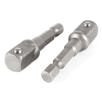 Harfington 2 Pcs Impact Driver/Drill Ready 1/4" Hex Hexagon Shank to 3/8" Quick Change Chuck Socket Adapter Set