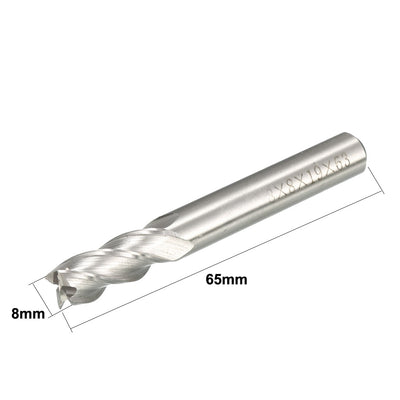 Harfington 8mm x 8mm Straight Shank 4 Flutes HSS End Mill Cutter Milling Tool 2 Pcs