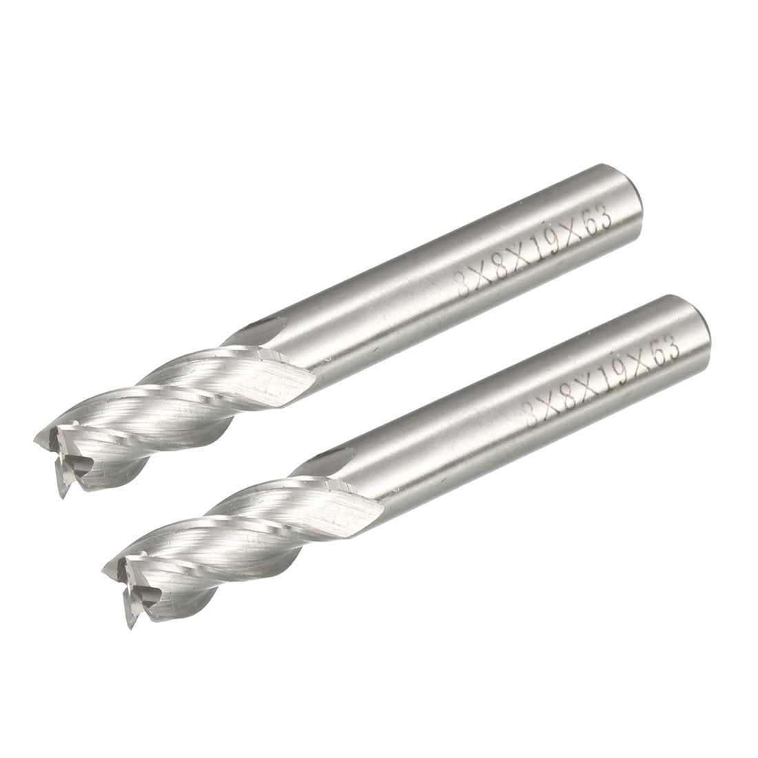 Harfington 8mm x 8mm Straight Shank 4 Flutes HSS End Mill Cutter Milling Tool 2 Pcs