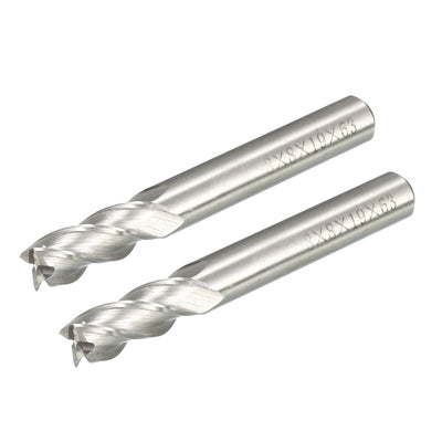 Harfington 8mm x 8mm Straight Shank 4 Flutes HSS End Mill Cutter Milling Tool 2 Pcs