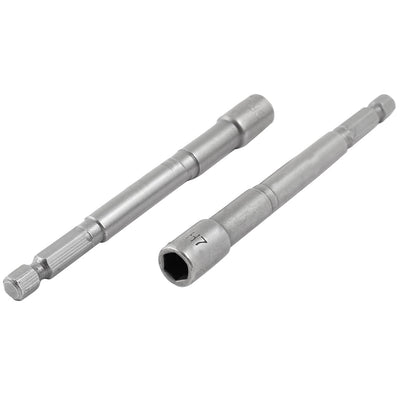 Harfington 2 Pcs Chrome-Vanadium 100mm Long 1/4" Shank 7mm Hex Socket Nut Driver Setter