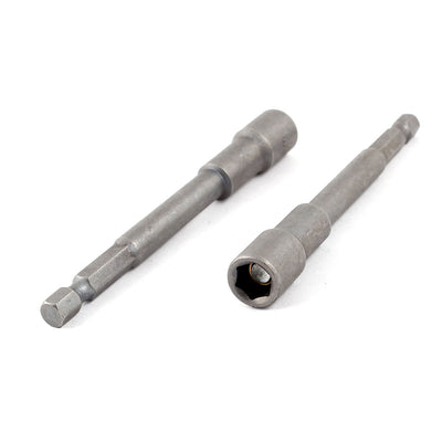 Harfington 2 Pcs Chrome-Vanadium 100mm Long 1/4" Shank 8mm Magnetic Hex Socket Nut Driver Setter