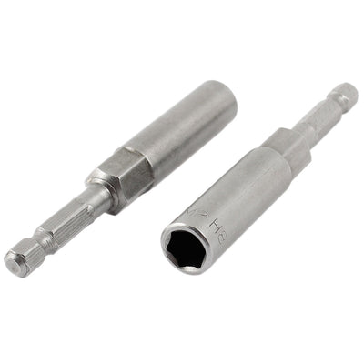 Harfington 2 Pcs Metal 80mm Long 1/4" Shank 8mm Hex Socket Nut Driver Setter Bit