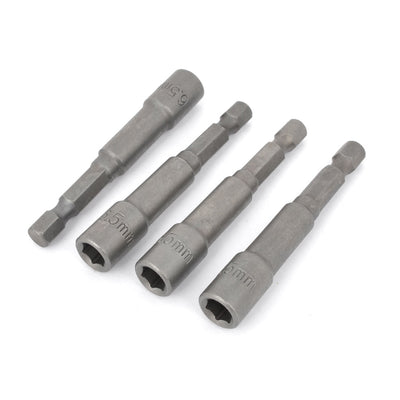 Harfington 4 PCS Chrome-Vanadium Hex Shank 6.5mm Magnetic Hex Socket Nut Driver Setter