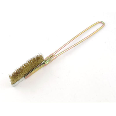 Harfington Bronze Tone Handle Handheld Rust Stain Cleaning Yellow Steel Wire Brush 22cm Long