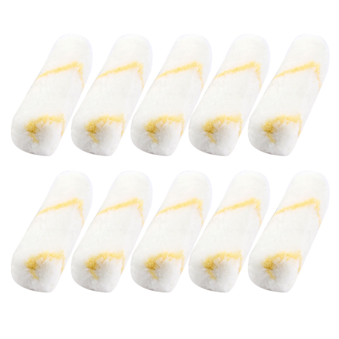 Harfington 4" Length Yellow Plastic Core Striped Acrylic Paint Roller Cover Nap White 10Pcs