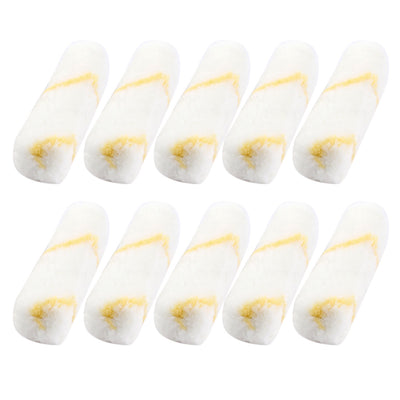 Harfington 4" Length Yellow Plastic Core Striped Acrylic Paint Roller Cover Nap White 10Pcs