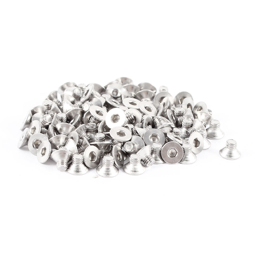 Harfington 100Pcs 304HC Stainless Steel Countersunk Hex Flat Head Key Bolts Screws M3 x 4mm