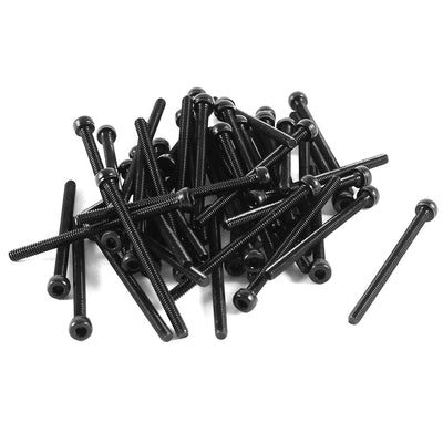 Harfington 50 Pcs 12.9 Grade Hex Key Socket Head Cap Screw Bolts M2x30mm