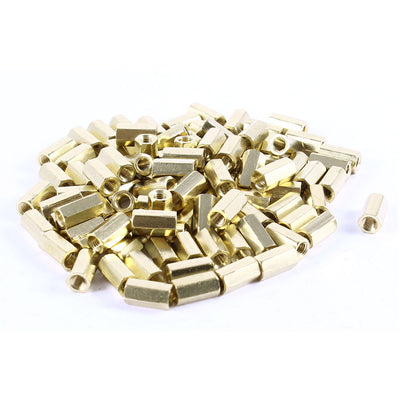 Harfington 100 Pcs Hex Hexagon Female Nut Brass Standoff Spacer M3x9 M3 9mm
