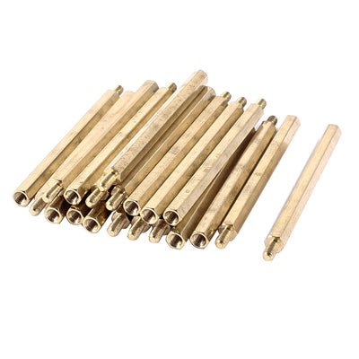 Harfington 20 Pcs Brass Hex Standoff Spacer M3x60mm Female to M3x6mm Male M3 60+6mm