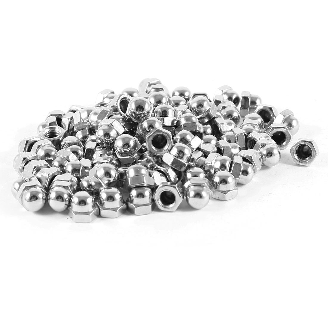 Harfington 100 Pcs Nickel Plated Dome Head Acorn Cap Capped Hex Nut M5 5mm