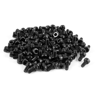 Harfington 100 Pcs Stainless Steel Countersunk Hex Socket Knurled Pan Head Bolt Screw M2.5x5mm Black