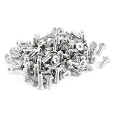 Harfington 100 Pcs 304HC Stainless Steel Countersunk Hex Flat Head Key Bolts Screws M2 x 6mm