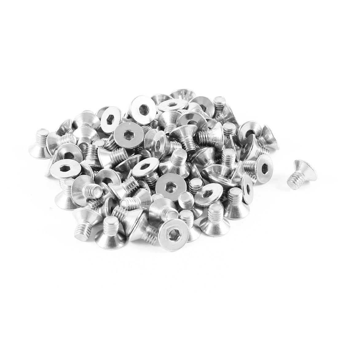 Harfington 100 Pcs 304HC Stainless Steel Countersunk Socket Flat Head Bolt Screw M5x8mm Silver Tone