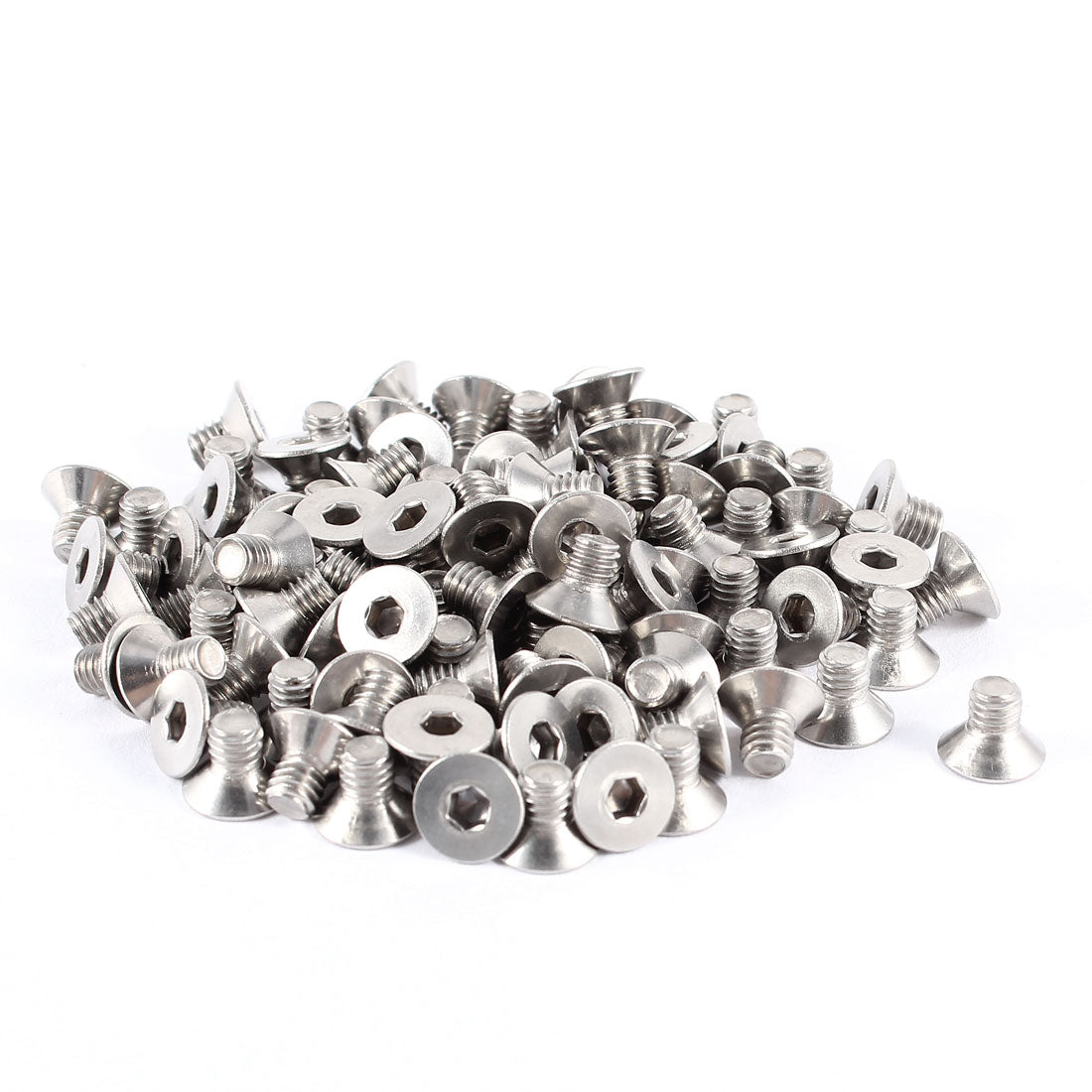 Harfington 100 Pcs 304HC Steel Countersunk Hex Flat Head Key Bolts Screws M4 x 6mm