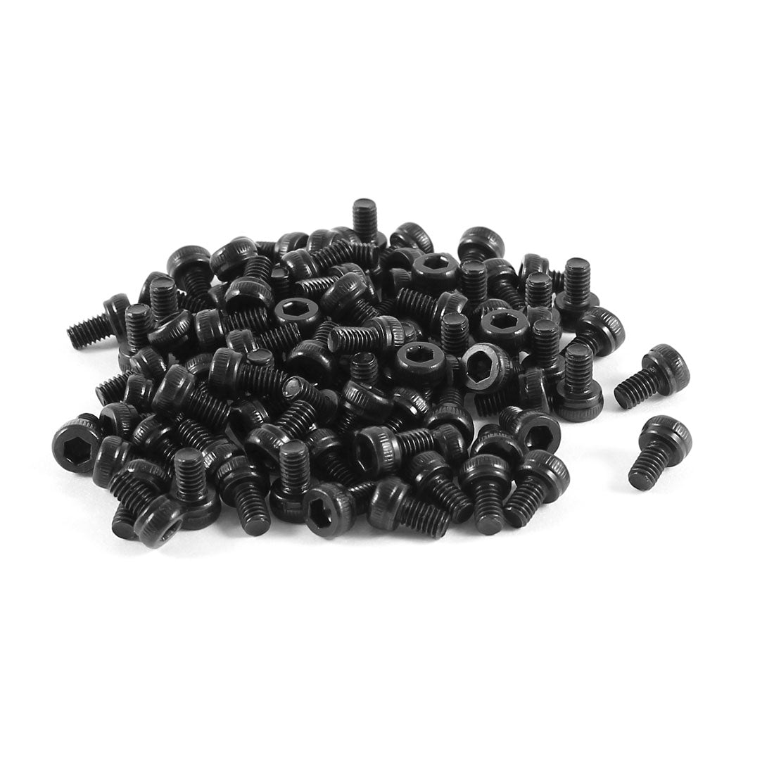 Harfington 100 Pcs Stainless Steel Countersunk Hex Socket Knurled Pan Head Bolt Screw M2.5x4mm Black