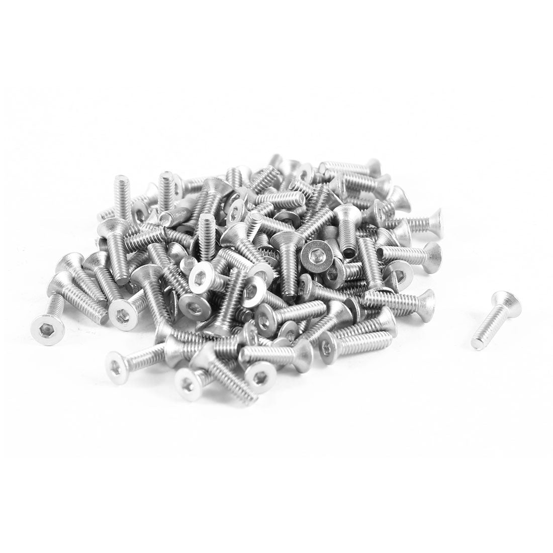 Harfington 100 Pcs 304HC Steel Countersunk Hex Flat Head Bolts Screws M2 x 8mm