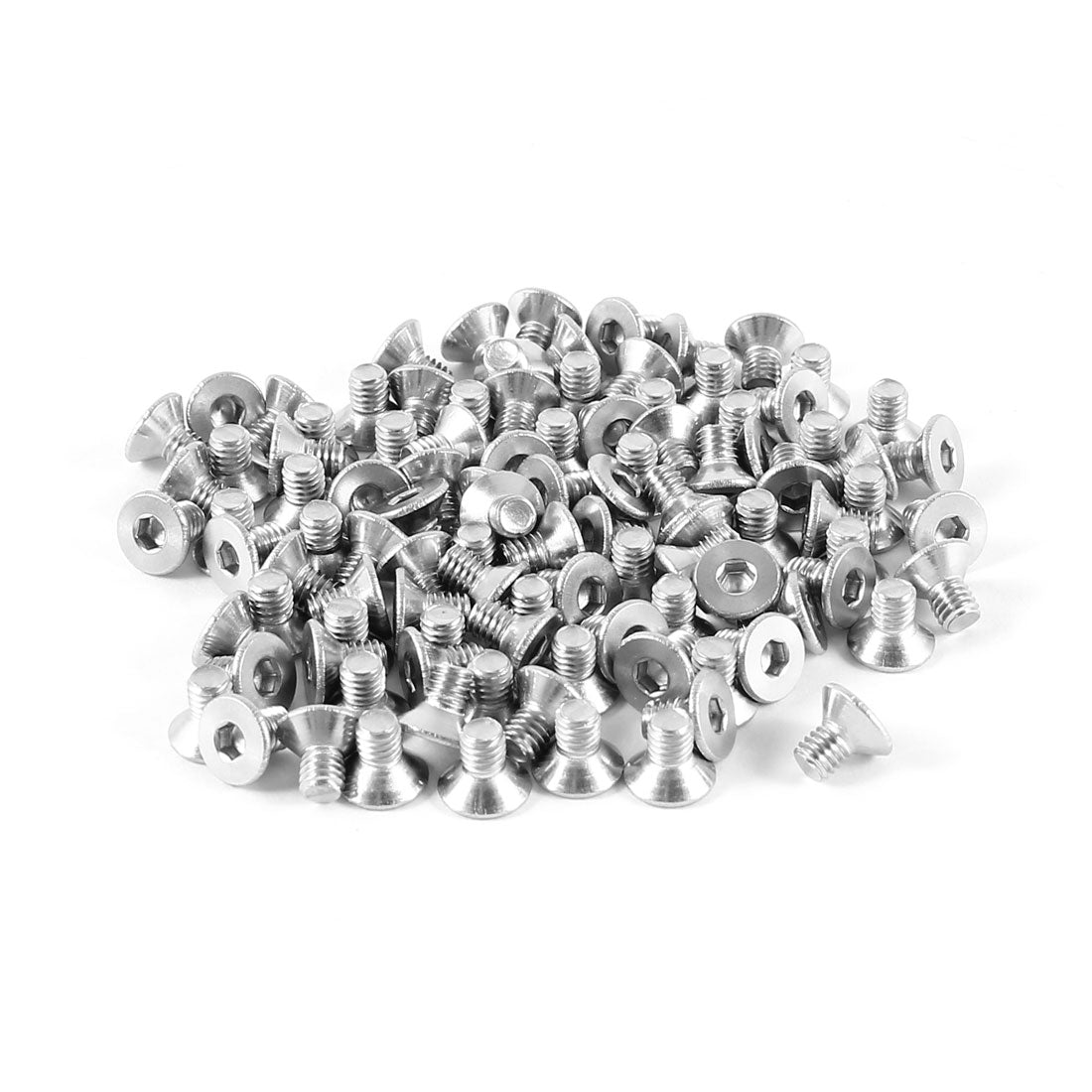 Harfington 100 Pcs 304HC Stainless Steel Countersunk Socket Flat Head Bolt Screws M3x5mm Silver Tone