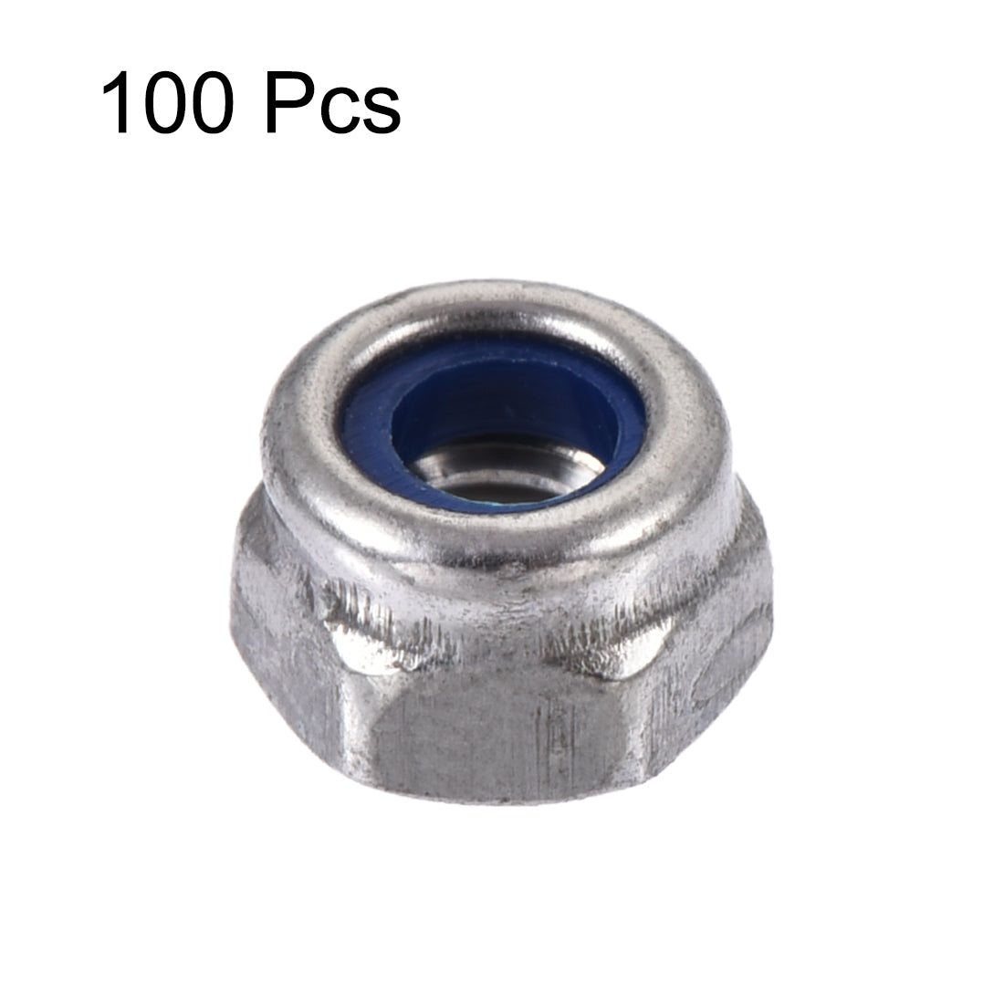 Harfington 100 Pcs 304HC A2 70 A2-70 Stainless Steel Hex Nylock Nyloc Lock Nut M4