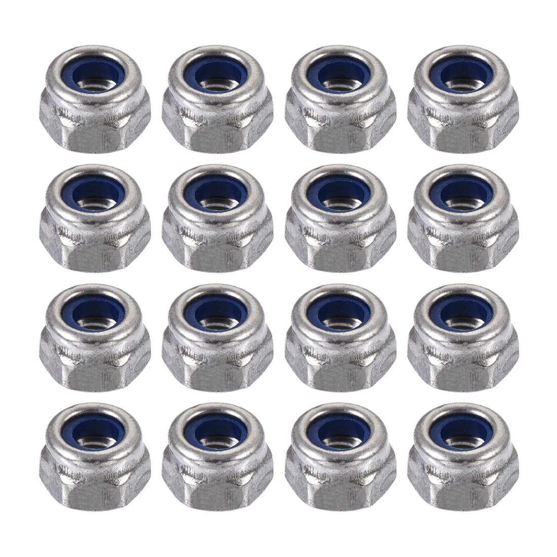 Harfington 100 Pcs 304HC A2 70 A2-70 Stainless Steel Hex Nylock Nyloc Lock Nut M4