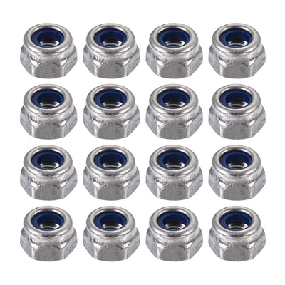 Harfington 100 Pcs 304HC A2 70 A2-70 Stainless Steel Hex Nylock Nyloc Lock Nut M4