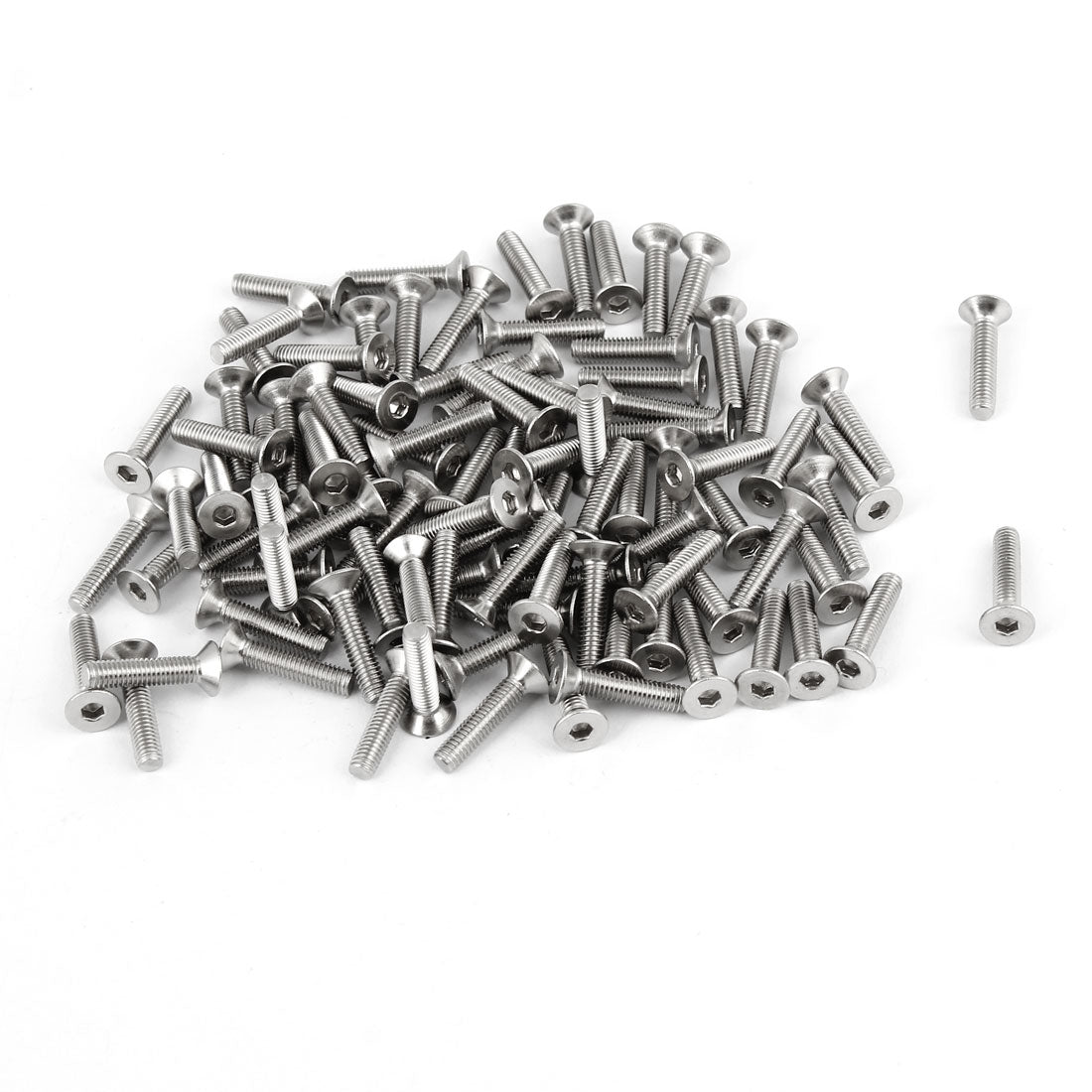Harfington 100Pcs 304HC Stainless Steel Countersunk Flat Head Hex Key Bolt Screw M3x14mm