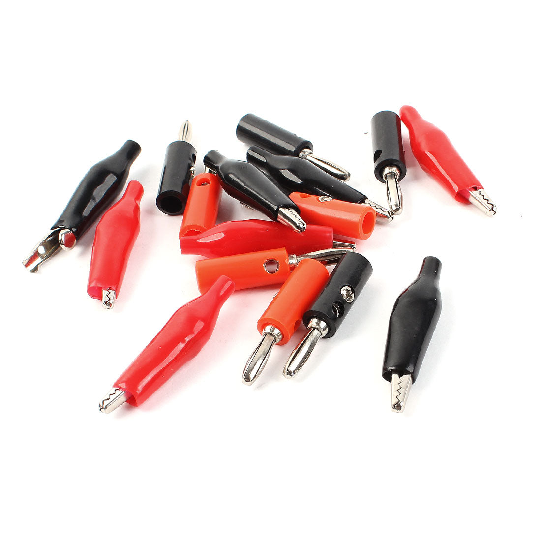 Harfington 16Pcs Black Red Plastic Coated Alligator Clip + Banana for Multimeter Test Work