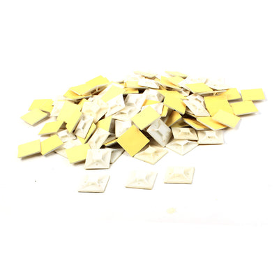 Harfington 140pcs 40mm x 40mm 3.2" x 3.2" Square White Fixing Wire Tool Self-Adhesive Cable Tie Mount Base