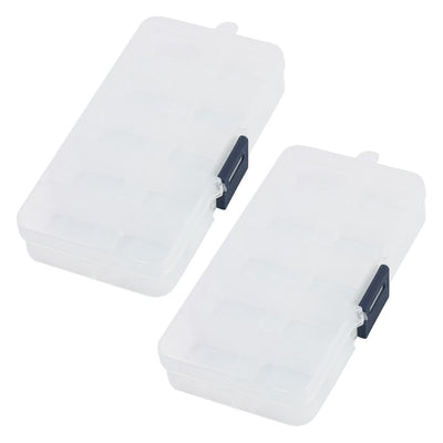 Harfington 130mm x 68mm Portable Rectangle Clear White Plastic IC Chips Resistors Screws Electronic Component Case 2pcs