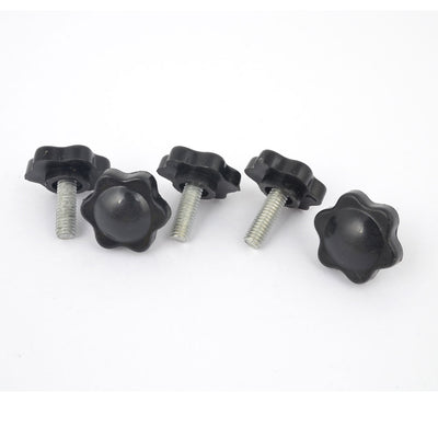Harfington M6 x 15mm Male Thread 25mm Star Head Dia Screw On Type Clamping Knob 5Pcs