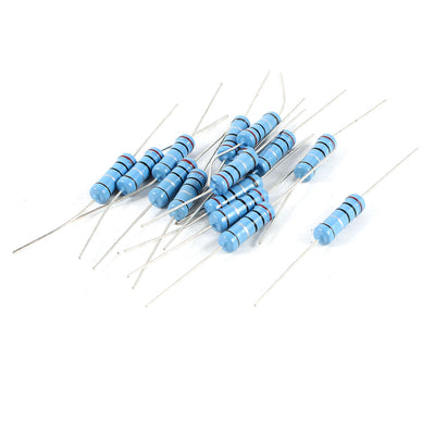 Harfington 15 Pcs Axial Lead 1% Tolerance Colored Ring Metal Film Resistor Resistance 2Ohm 2W
