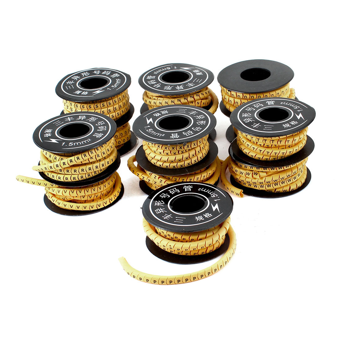 Harfington 13pcs Flexible Yellow Soft PVC Letter N-Z Printed 1.5mm2 Wire PC Cable Markers Roll