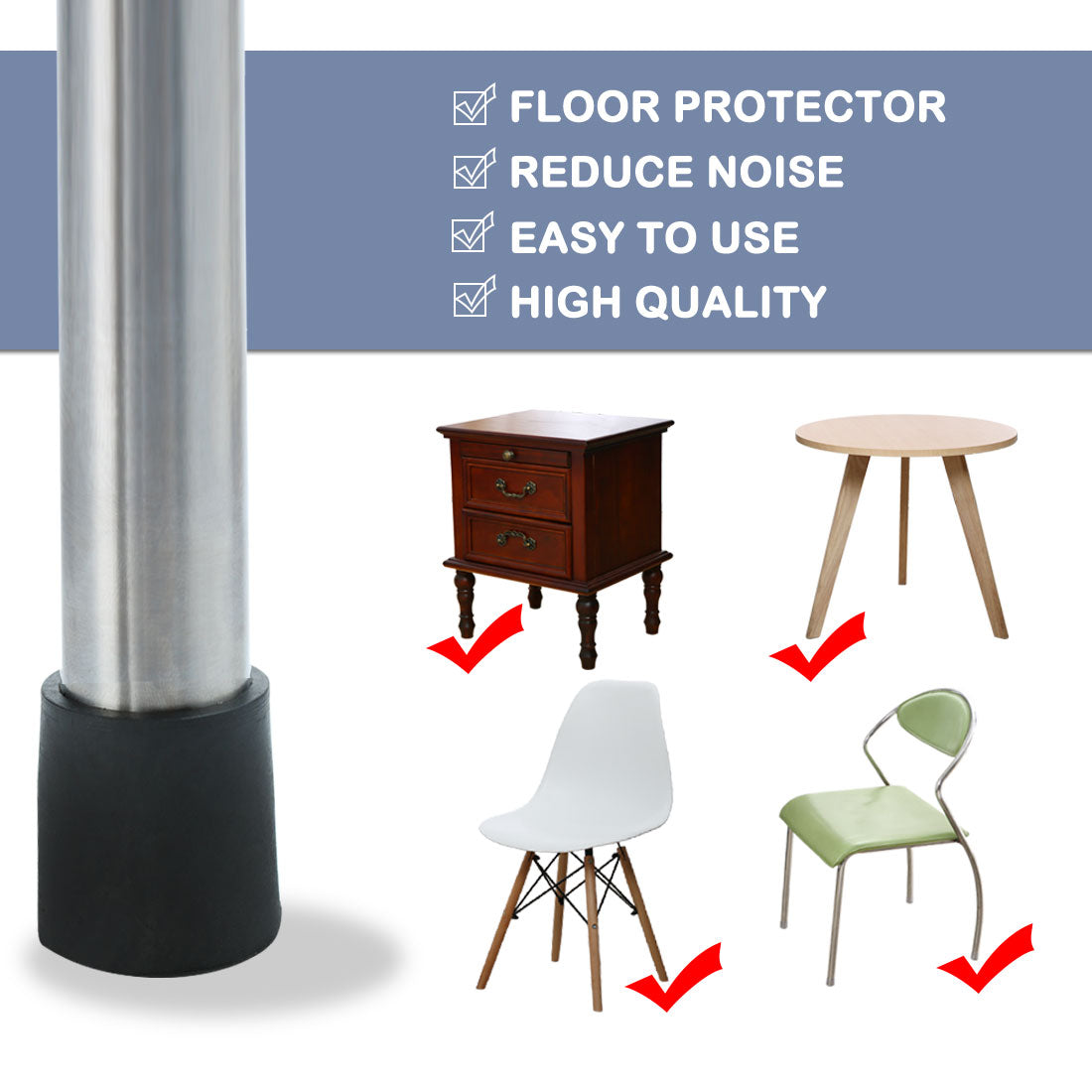 Harfington Gummi-Einsatzkappen in runder Form, 19 mm Durchmesser, Bodengröße, 40 Stück