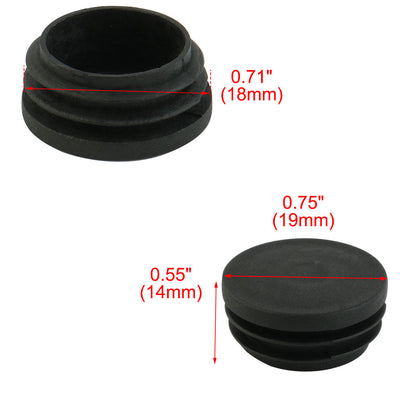 Harfington 19mm Dia Plastic Round Tube Inserts End Blanking Caps Black 100 Pcs