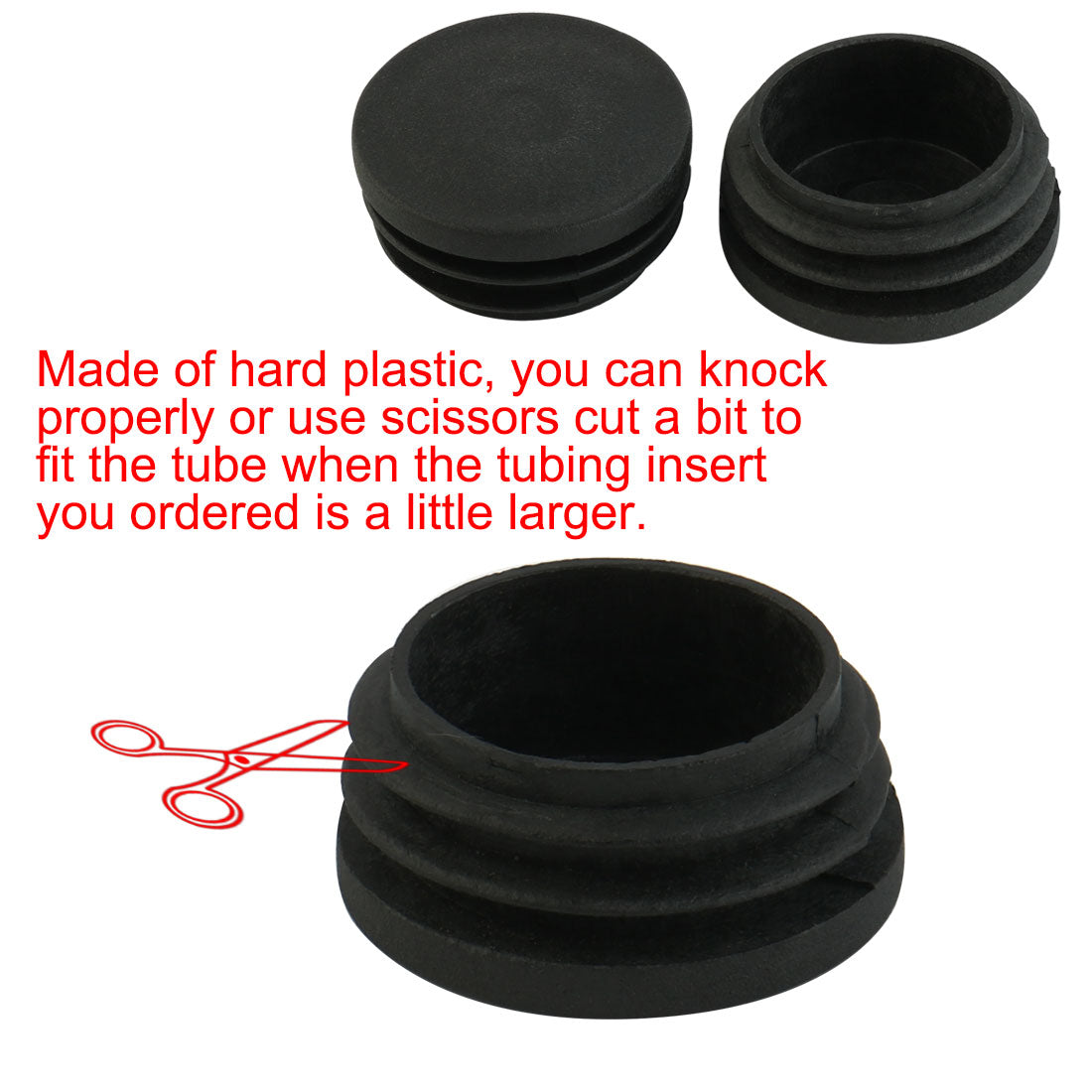 Harfington Kunststoff-Rundrohreinsätze mit 19 mm Durchmesser, Endstopfen, schwarz, 100 Stück
