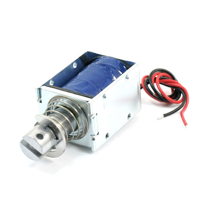 Harfington 12V 2.14A 15mm Stroke 200g Force Push Pull Type Open Frame Spring Plunger DC Solenoid Electromagnet