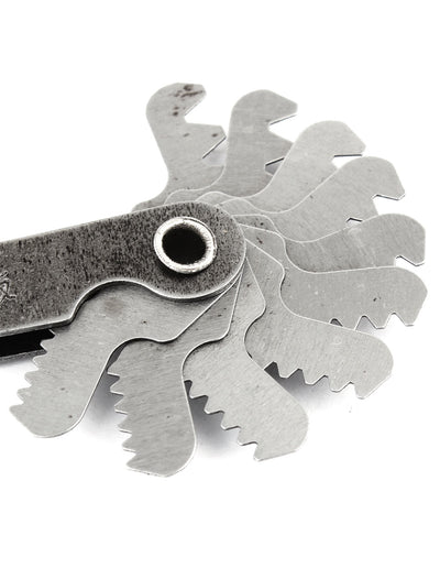 Harfington 2 Pcs Gray Folding 55 Degree 4-48 Thread Screw Pitch Gauge Measure Tool