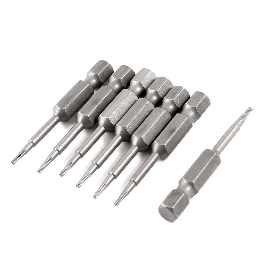 Harfington 7mm Shank Diameter 1.2mm Point T5 Metal Torx Screwdriver Bit Handy Tool Gray 50mm 2" Long 7pcs